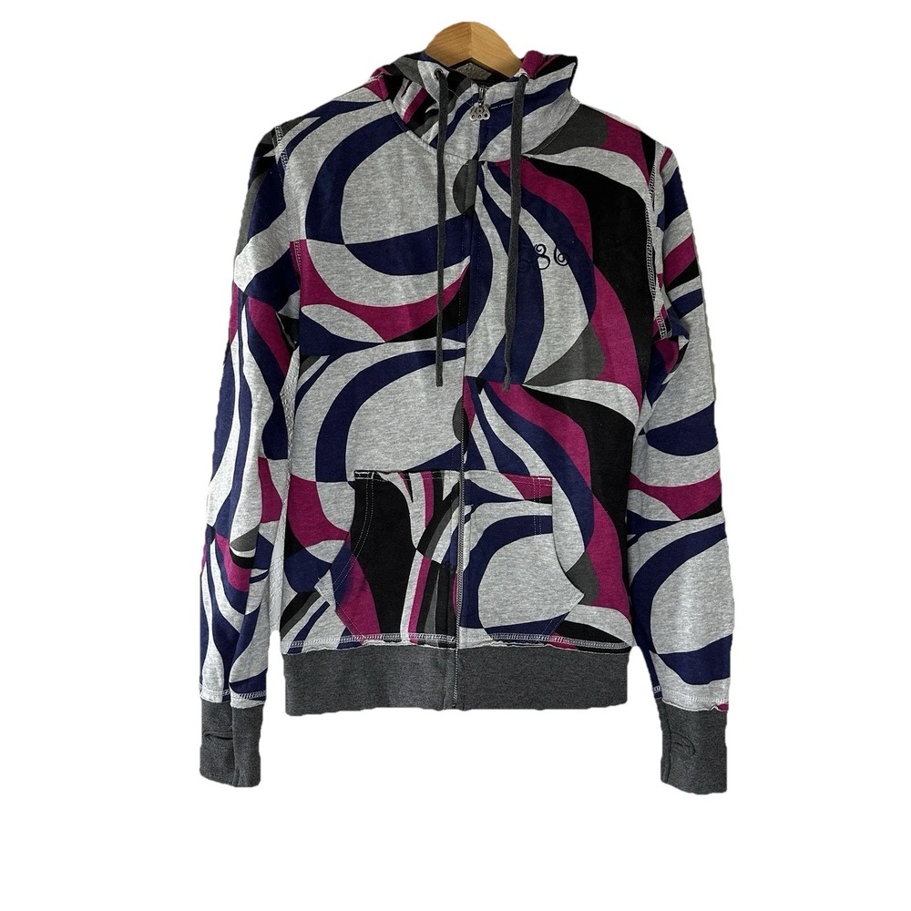 686 Women's Hoodie Sweatshirt Full Zipper Front Geometric Print‎ Multicolored M